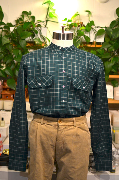 THE FLORENCE CLUB - POPOVER BANDED COLLAR SHIRT (TWILL TARTAN)