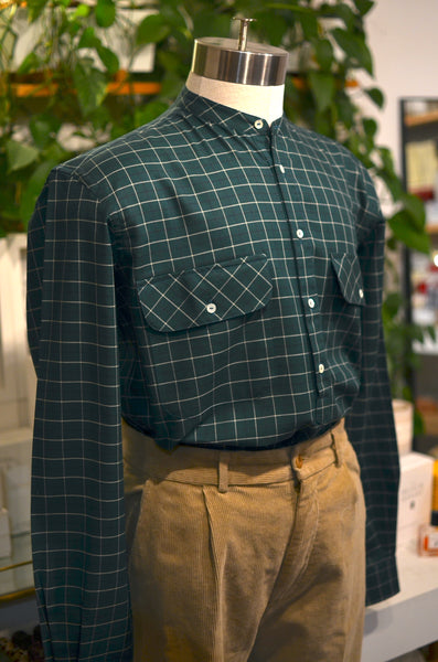 THE FLORENCE CLUB - POPOVER BANDED COLLAR SHIRT (TWILL TARTAN)