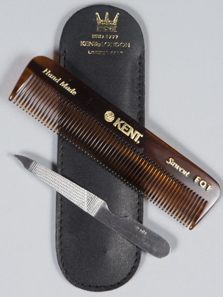 KENT HANDMADE COMB & NAIL FILE IN LEATHER CASE (NU 19)