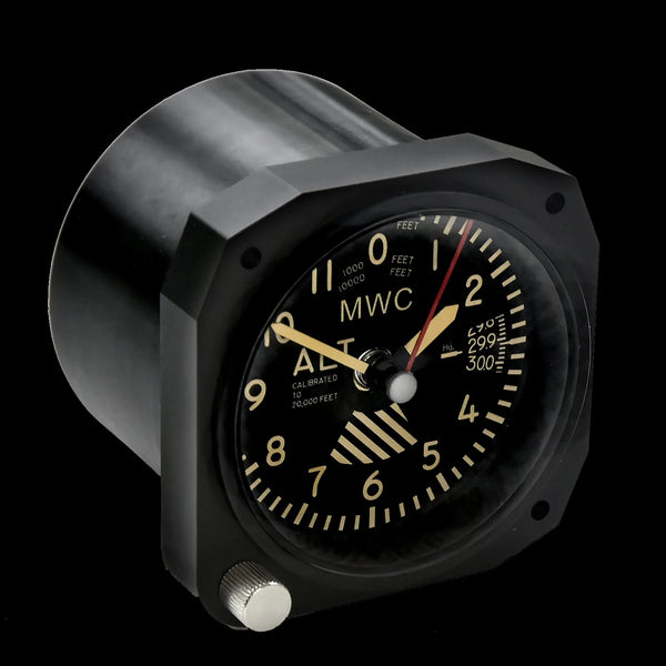 MWC - LIMITED EDITION REPLICA ALTIMETER INSTRUMENT DESK CLOCK RETRO DIAL (Matt Black Finish)