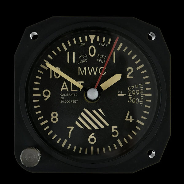 MWC - LIMITED EDITION REPLICA ALTIMETER INSTRUMENT DESK CLOCK RETRO DIAL (Matt Black Finish)