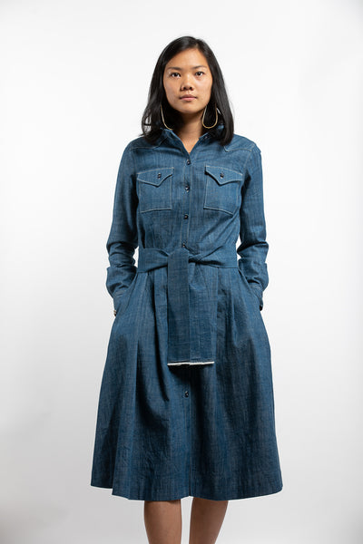 PTC WESTERN SHIRT DRESS - BLUE DENIM