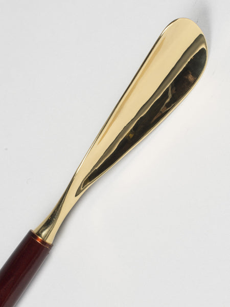 SAPHIR - IMPERIAL WOOD & BRASS LONG-HANDLED SHOE HORN (HORSE)