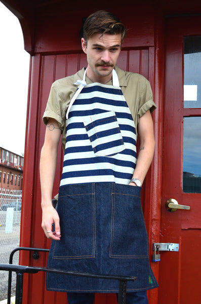 THE QUARTERMASTER APRON - SAILOR STRIPE / DENIM (UNISEX)