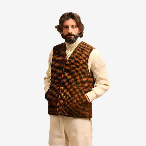 EAST HARBOUR SURPLUS - BRISTOL REVERSIBLE VEST (GREEN/BROWN/RED/GREEN PLAID)