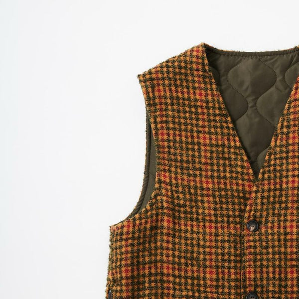 EAST HARBOUR SURPLUS - BRISTOL REVERSIBLE VEST (GREEN/BROWN/RED/GREEN PLAID)