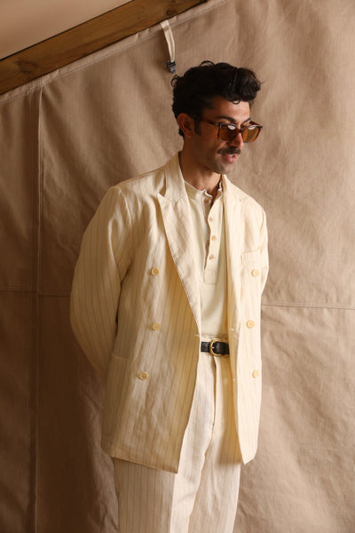 EAST HARBOUR SURPLUS - DOVER 2001 DOUBLE BREASTED BLAZER (PINSTRIPE / OFF-WHITE)