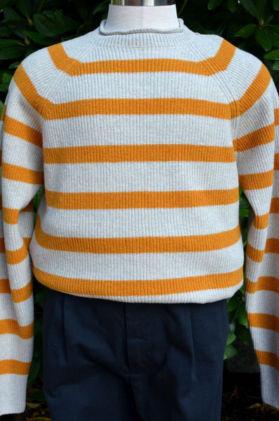 EAST HARBOUR SURPLUS - KOBE FISHERMAN ROLLNECK SWEATER (MUSTARD STRIPE)