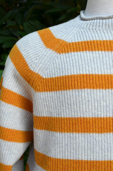 EAST HARBOUR SURPLUS - KOBE FISHERMAN ROLLNECK SWEATER (MUSTARD STRIPE)