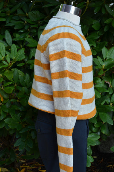 EAST HARBOUR SURPLUS - KOBE FISHERMAN ROLLNECK SWEATER (MUSTARD STRIPE)