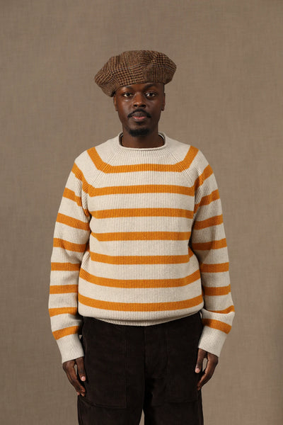 EAST HARBOUR SURPLUS - KOBE FISHERMAN ROLLNECK SWEATER (MUSTARD STRIPE)