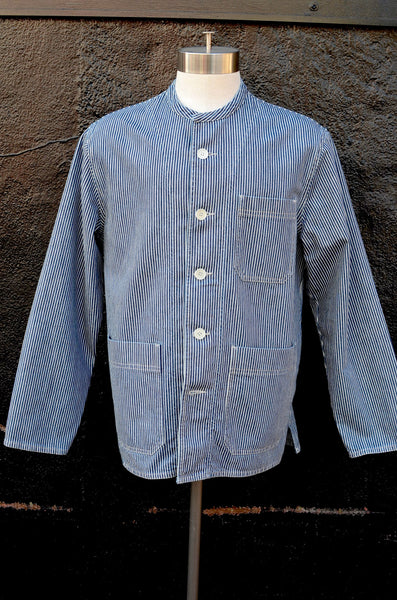 EAST HARBOUR SURPLUS - MASON 5010 DENIM WORK JACKET - HICKORY STRIPES DENIM (BLUE)