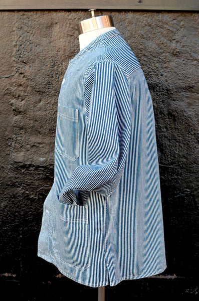 EAST HARBOUR SURPLUS - MASON 5010 DENIM WORK JACKET - HICKORY STRIPES DENIM (BLUE)