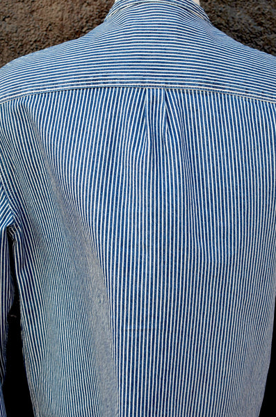 EAST HARBOUR SURPLUS - MASON 5010 DENIM WORK JACKET - HICKORY STRIPES DENIM (BLUE)