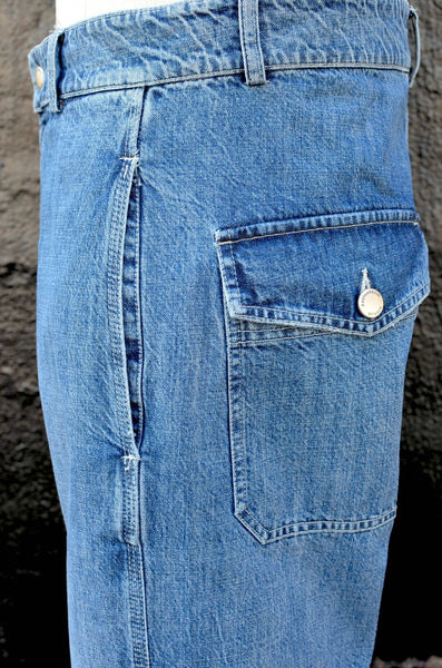 EAST HARBOUR SURPLUS X ROY ROGERS COLLAB - ALCATRAZ DENIM PANTS (BLUE STONE WASHED DENIM)