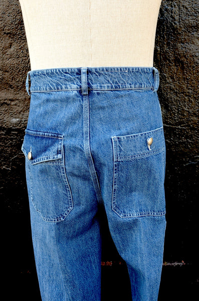 EAST HARBOUR SURPLUS X ROY ROGERS COLLAB - ALCATRAZ DENIM PANTS (BLUE STONE WASHED DENIM)