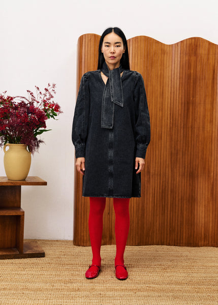 FRNCH PARIS - AUBEPINE DENIM DRESS (CHARCOAL)
