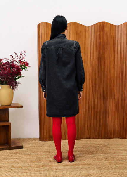 FRNCH PARIS - AUBEPINE DENIM DRESS (CHARCOAL)