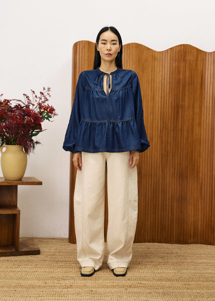 FRNCH PARIS - CIXOUS BLOUSE (DARK BLUE DENIM)