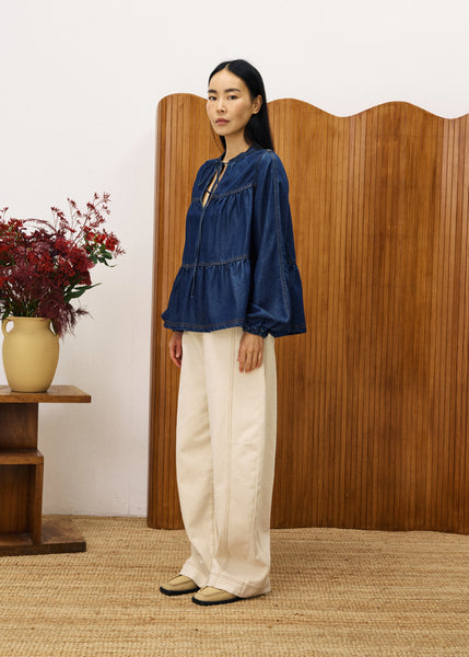 FRNCH PARIS - CIXOUS BLOUSE (DARK BLUE DENIM)