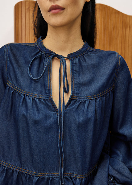 FRNCH PARIS - CIXOUS BLOUSE (DARK BLUE DENIM)