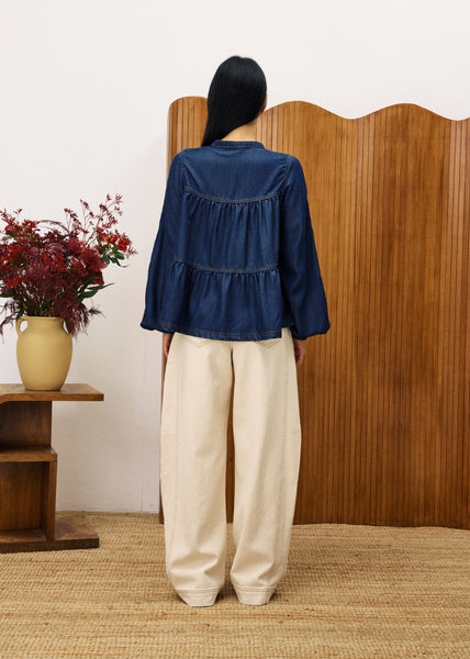 FRNCH PARIS - CIXOUS BLOUSE (DARK BLUE DENIM)