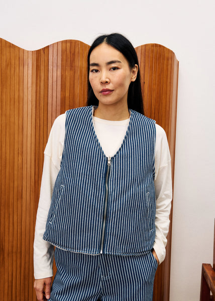 FRNCH PARIS - CYMRIC REVERSIBLE VEST (BLUE JEANS / FLEECE CREAM)