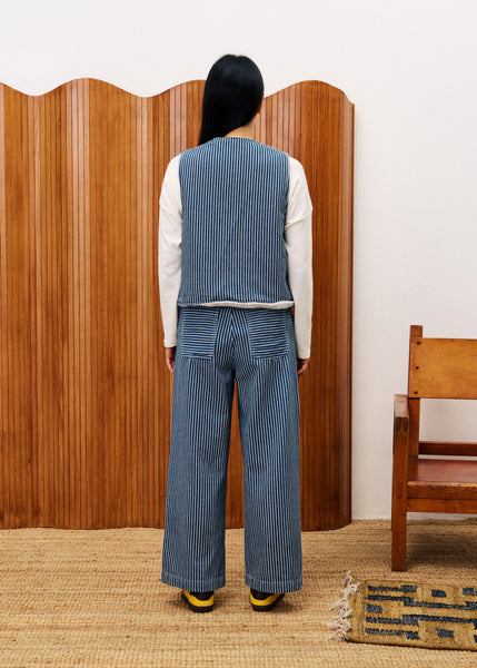 FRNCH PARIS - CYMRIC REVERSIBLE VEST (BLUE JEANS / FLEECE CREAM)