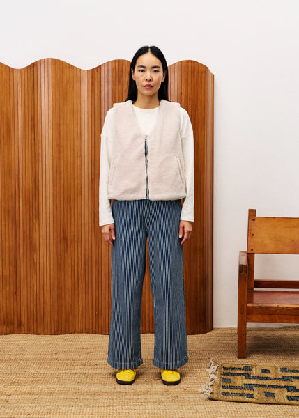 FRNCH PARIS - CYMRIC REVERSIBLE VEST (BLUE JEANS / FLEECE CREAM)