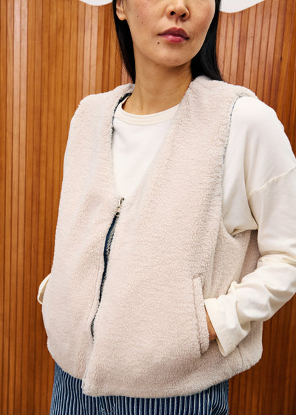 FRNCH PARIS - CYMRIC REVERSIBLE VEST (BLUE JEANS / FLEECE CREAM)