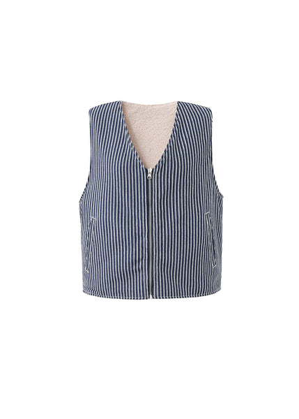 FRNCH PARIS - CYMRIC REVERSIBLE VEST (BLUE JEANS / FLEECE CREAM)