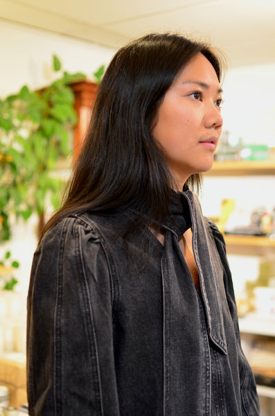 FRNCH PARIS - AUBEPINE DENIM DRESS (CHARCOAL)