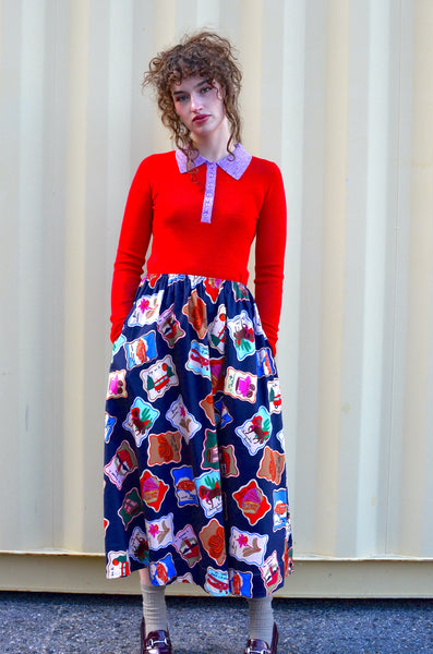 FRNCH PARIS - BORTH STAMP SKIRT