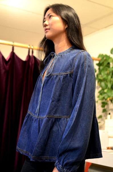 FRNCH PARIS - CIXOUS BLOUSE (DARK BLUE DENIM)