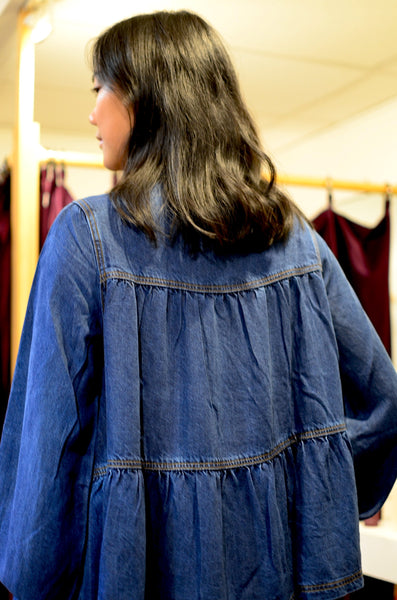 FRNCH PARIS - CIXOUS BLOUSE (DARK BLUE DENIM)
