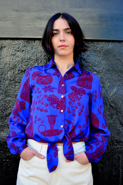 FRNCH - SWAN SHIRT (FLORAL BLUE)