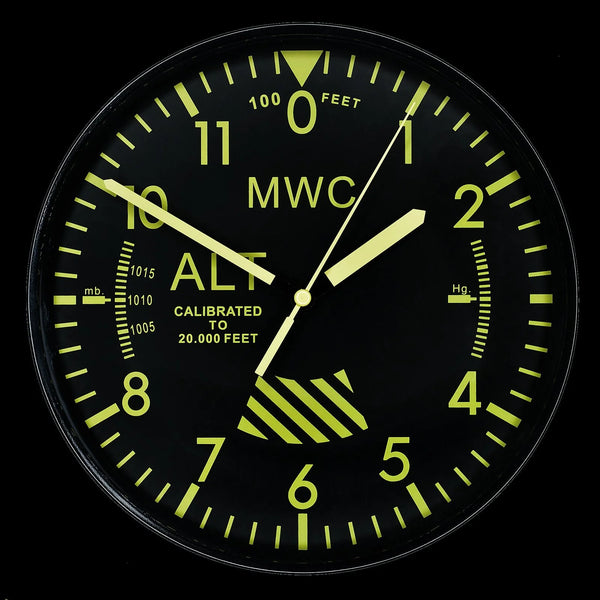 MWC - ALTIMETER WALL CLOCK (GREEN DIAL)