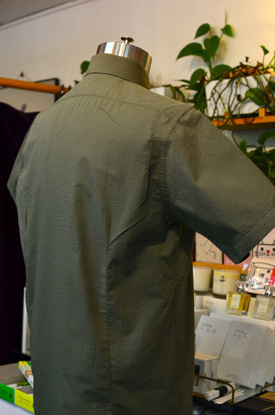 PTC - THE MAKIS SEERSUCKER POPOVER SHIRT (OLIVE GREEN)