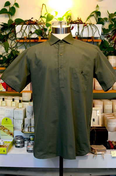 PTC - THE MAKIS SEERSUCKER POPOVER SHIRT (OLIVE GREEN)