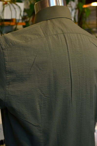 PTC - THE MAKIS SEERSUCKER POPOVER SHIRT (OLIVE GREEN)