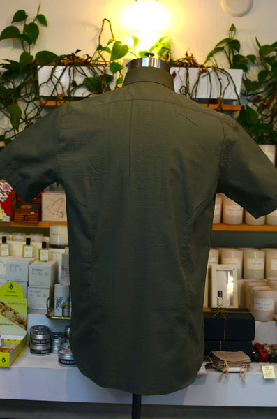 PTC - THE MAKIS SEERSUCKER POPOVER SHIRT (OLIVE GREEN)