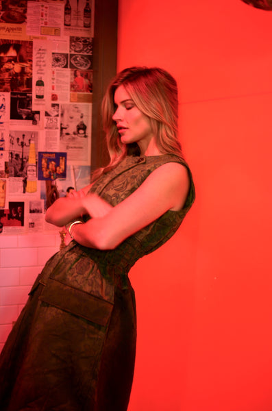 THE PTC COLETTE DRESS (GREEN JACQUARD)