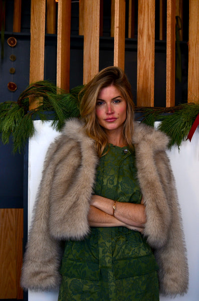 THE PTC COLETTE DRESS (GREEN JACQUARD)