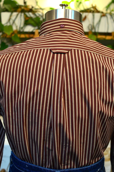 PTC STRIPES SHIRT - FLANNEL (WINE/ORANGE)