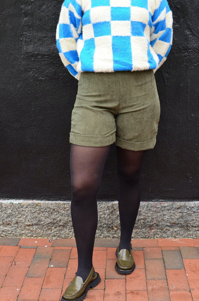 PTC X BESTIARIO COLLAB - PALOMA BELTED CORDUROY SHORTS (OLIVE)