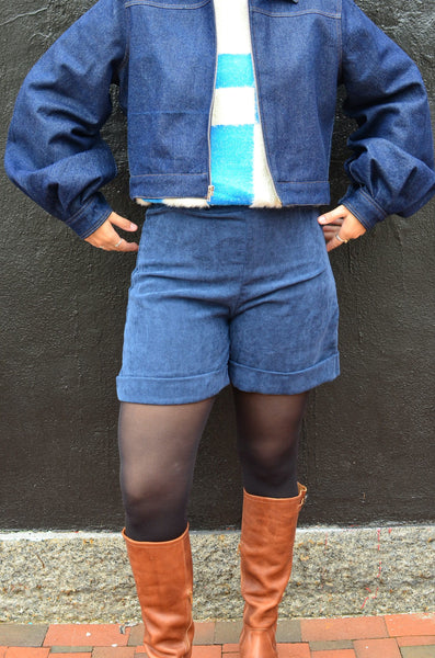 PTC X BESTIARIO COLLAB - PALOMA BELTED CORDUROY SHORTS (BLUE)