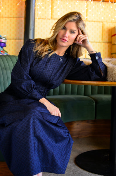 THE PTC COLETTE DRESS (NAVY JACQUARD)