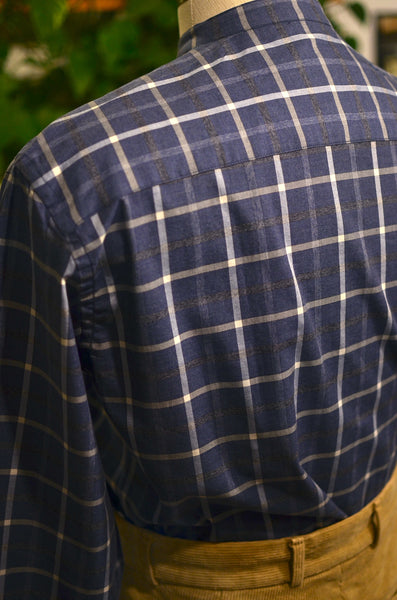 THE FLORENCE CLUB - POPOVER BANDED COLLAR SHIRT (TWILL PLAID - GREY)