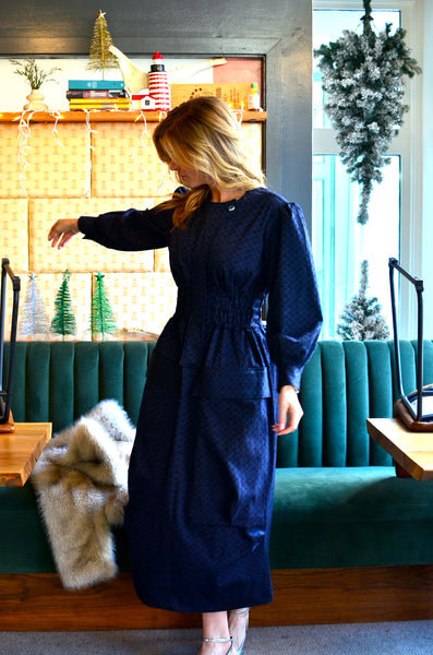 THE PTC COLETTE DRESS (NAVY JACQUARD)