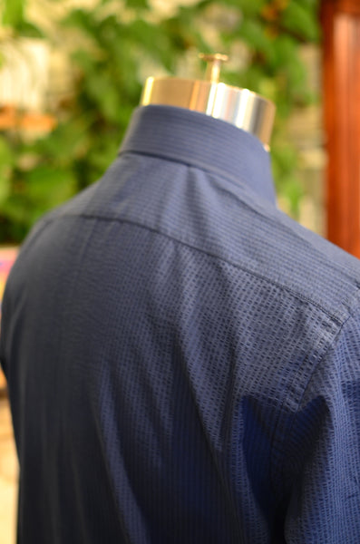 THE PTC DIMITRI SHIRT (SEERSUCKER - NAVY STRIPES)